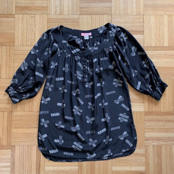 Urban Outfitters Lux Silk Pattern Black Tunic Top Dark Fairy Witchy Whimsigoth - Picture 10 of 13